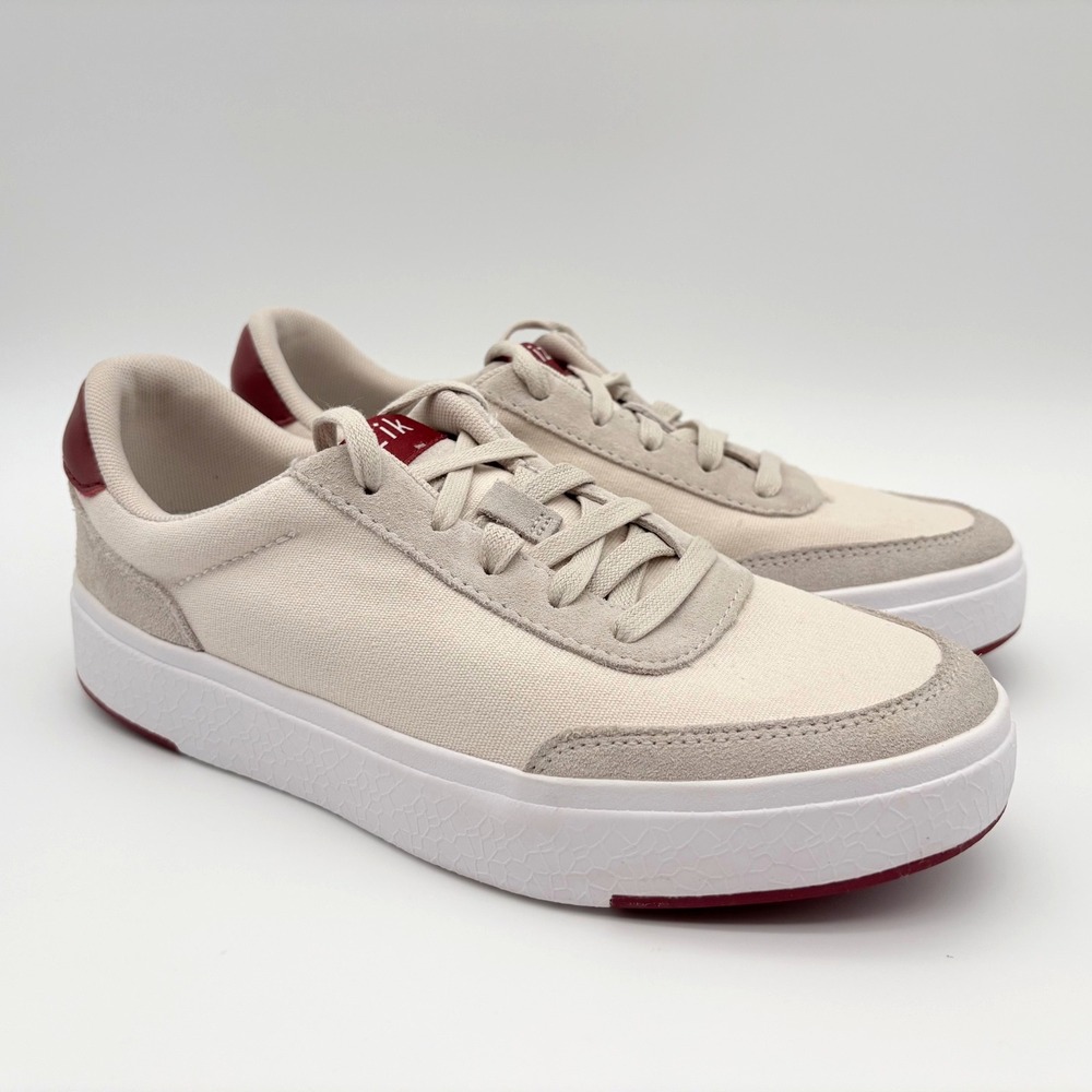 Kizik Prague Hands Free Sneakers Womens Size 7.5 Cream Gray Canvas Sneakers